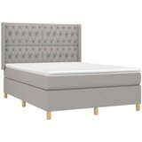  box spring s madracem LED svjetlosivi 140x200 cm tkanina | Eponuda.com