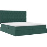 vidaXL Postelja s shranjevanjem Temno zelena 200 x 200 cm Žamet, (5000099466) | Shoptok.si