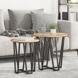 vidaXL Stranska miza 2 kosa, narejena iz hrasta in kovine, (22056300) | Shoptok.si