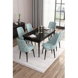 Hanah home Set Trpezarijski sto i 6 stolica Are, zeleno-crna | Eponuda.ba