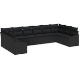  Sjedeća garnitura za vrt 10 kom. Crna poliratan 344 x 178,5 x 69 cm | Shoptok.si