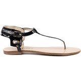 Shelvt Black flat sandals in flip-flop style Cene