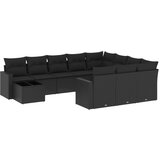  The Living Store Vrtna sedežna garnitura 11-delna z blazinami črn poli ratan - Vrtna Sedežna Garniture, (21447831) | Shoptok.si