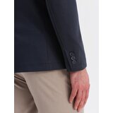 Ombre Men's SLIM knit jacket with subtle texture - navy blue | ePonuda.com