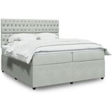 vidaXL Box spring postelja z vzmetnico svetlo siva 200x200 cm žamet Cene
