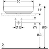 Geberit LAVABO NADGRADNI NA RAVNU PLOČU ELIPSA 600X450 NEMA PRELIV SLAVINA NA LAVABOU 500.778.01.2