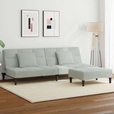  Kavč dvosed z ležiščem in stolčkom za noge svetlo siv žamet, (21228633) | Shoptok.si