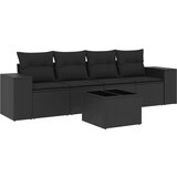 Maison Chic Seti vrtnega pohištva - Vrtna garnitura - Vrtni pohištvo set 5-delna z blazinami črn poli ratan, (21819998) | Shoptok.si