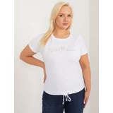 Fashion Hunters White women's blouse with a round neckline plus size