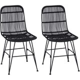  Stolica za blagovanje 2 pcs Crna 41 x 55 x 85 cm Ratan i Čelik | shoptok.hr
