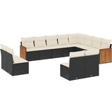  The Living Store Vrtna sedežna garnitura 12-delna z blazinami črn poli ratan - Vrtna Sedežna Garniture, (21452986) | Shoptok.si