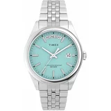 Timex Ročna ura Legacy Day and Date Tiffany TW2V68400 Silver/ Turquoise