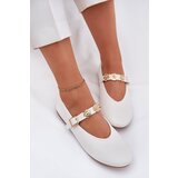Boto Women's Ballet Flats With Strap And Golden Decorations White Firicene | shoptok.hr