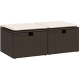  2-dijelni set vrtnih sofa poliratan i bagrem s jastucima smeđi | shoptok.hr