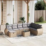  9-dijelni set vrtnih sofa s jastucima bež od poliratana 70 x 62.5 x 69 cm | Shoptok.si