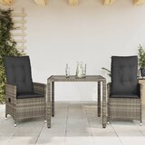  3-dijelni bistro set od poliratana s jastucima sivi Siva 90 x 90 x 75 cm | Shoptok.si