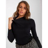 Fashion Hunters Women's black ribbed turtleneck sweater Cene
