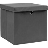 Furnova Škatle za shranjevanje s pokrovi 10 kos. sive 32x32x32 cm blago, (21955938) | Shoptok.si