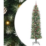 vidaXL Umjetno vitko božićno drvce s stalakom Zelena i bijela 240 cm | shoptok.hr