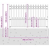  Spike obroč ograje Črna 200 x 130 cm Prašno lakirano jeklo, (5000157810) | Shoptok.si