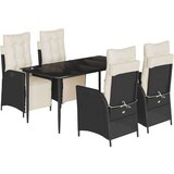 vidaXL 5-dijelni vrtni blagovaonski set s jastucima od poliratana crni | shoptok.hr