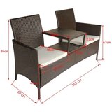 Poli Vrtni kavč dvosed z mizico poli ratan rjav | Shoptok.si