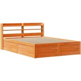 Maison Chic Posteljni okvir - Dvoposteljna postelja - Zakonska postelja z vzglavjem voščeno rjava 135x190 cm borovina, (21693604) Cene