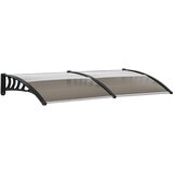 Outsunny Zunanji nadstrešek 200x96 cm iz polikarbonata in aluminija, nadstrešek za okna in vrata, rjav, (20755414) | Shoptok.si