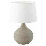 Tri O Bijelo-smeđa stolna svjetiljka od keramike i tkanine Martin, visina 29 cm