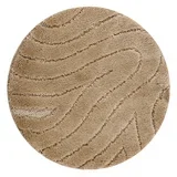 Kopalniška preproga SUPREME krog WAVES, valovi, nedrseča, mehka - bež cercle 67 cm, (5000176814)