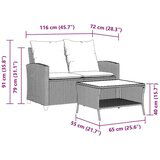  Vrtna sofa 2-sjed s jastucima i stolom sivi poliratan | shoptok.hr