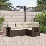 vidaXL 4-dijelni set vrtnih sofa od poliratana s jastucima smeđi Cijene