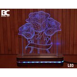 Black Cut 3D lampa sa 9 različitih boja i daljinskim upravljačem - ruže ( L03 ) | ePonuda.com