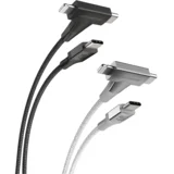 Strikeline 2-u-1 USB-C®/Lightning® kabel, 1.2m, crni