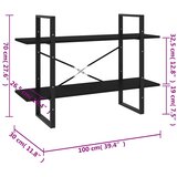 Ormarić za knjige 2 razine crni 100x30x70 cm konstruirano drvo | Eponuda.ba