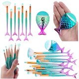  Set kistova za šminkanje s motivom sirene, ljubičasto-zeleni, 8 komada. | shoptok.hr