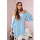 Kesi Spanish blouse with ruffles on the sleeve blue | shoptok.hr