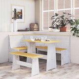  Kutna klupa 151 cm od masivne borovine boja meda i bijela | shoptok.hr