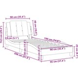 vidaXL Posteljni okvir z vzglavjem siv 90x190 cm umetno usnje | Shoptok.si