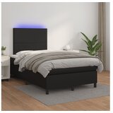  Box spring postelja z vzmetnico LED črna 120x200cm umetno usnje | Shoptok.si