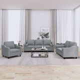  3-dijelni set sofa s jastucima svjetlosivi od tkanine | shoptok.hr