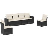  6-dijelni set vrtnih sofa s jastucima crni od poliratana Crna 66 x 62 x 69 cm | shoptok.hr