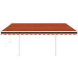 vidaXL Ročno zložljiva tenda s stebrički 4x3 m oranžna in rjava | Shoptok.si