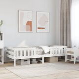 Maison Chic Posteljni okvir - Enojna postelja - Postelja za odrasle brez vzmetnice bel 80x200 cm trdna borovina-J6931, (21766955) | Shoptok.si