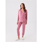 LC Waikiki Double Breasted Neck Plain Long Sleeve Maternity Pajamas Set Cene