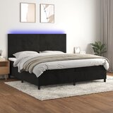 The Living Store Box spring postelja z vzmetnico LED črna 200x200 cm žamet - Box Spring Postelja, (21490007) Cene