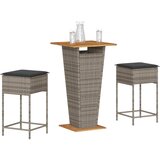 vidaXL 3-dijelni vrtni barski set od poliratana s jastucima sivi | shoptok.hr