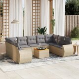 10-dijelni set vrtnih sofa s jastucima bež od poliratana 70 x 62 x 69 cm | Shoptok.si