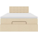 vidaXL Otomanski posteljni okvir z vzmetnico krem 120x190 cm blago, (21611191) | Shoptok.si