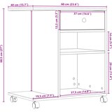  Stalak za pisač s kotačima bijeli 60 x 40 x 68,5 cm | shoptok.hr
